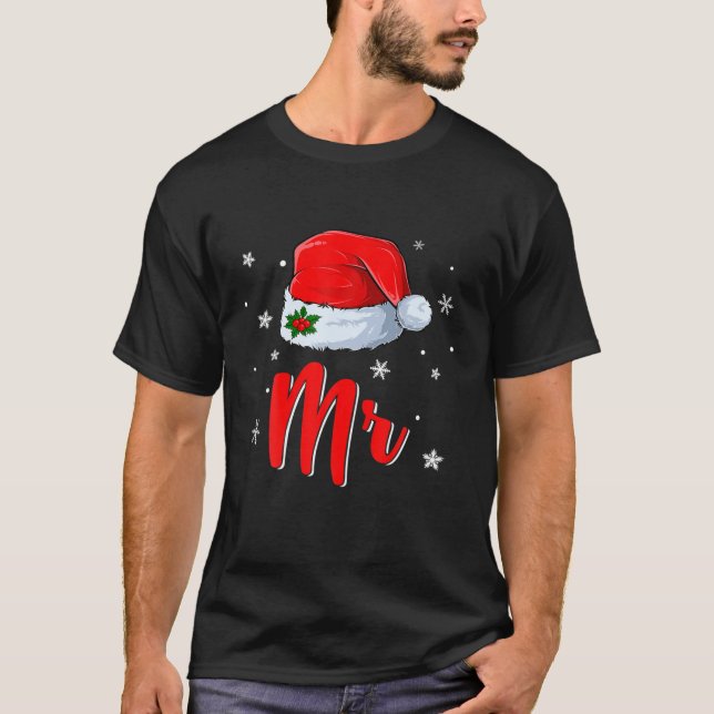 Camiseta Mr And Mrs Claus Matching Couples Christmas Pajama (Frente)