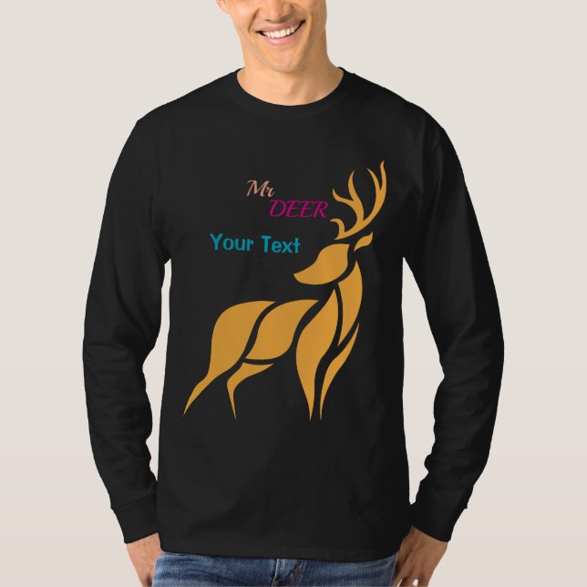 Camiseta Mr. Deer Graphic – Rustic Woodland Style (Frente)