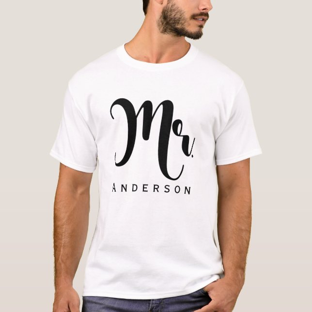 Camiseta MR Festa de casamento de Script Moderno de Tendênc (Frente)