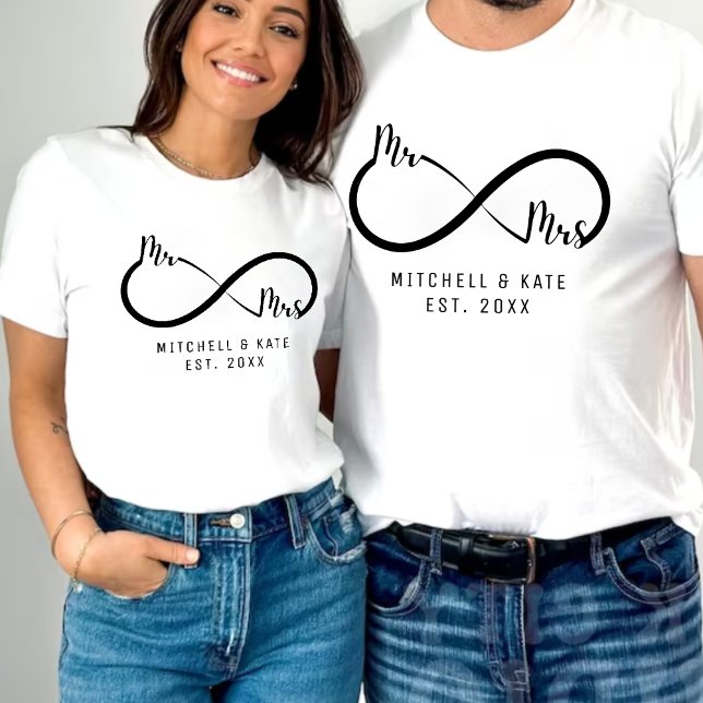 Camiseta Mr & Mrs Infinity Symbol Wedding (Mr & Mrs Infinity Symbol Wedding T-Shirt
)