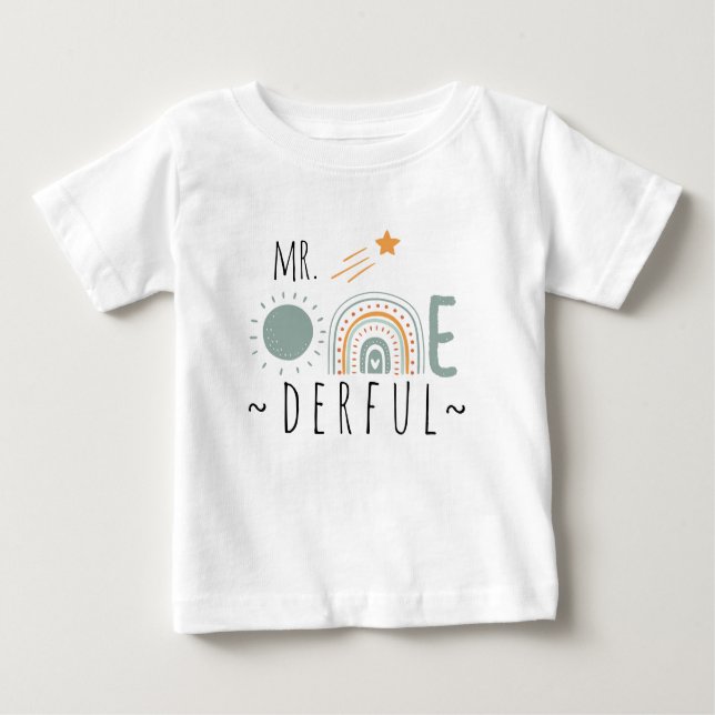 Camiseta MR Onederful Boho Arco-íris Primeiro Aniversário M (Frente)