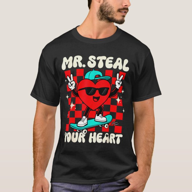 Camiseta Mr Steal Your Heart For Boys Toddlers Valentine's  (Frente)