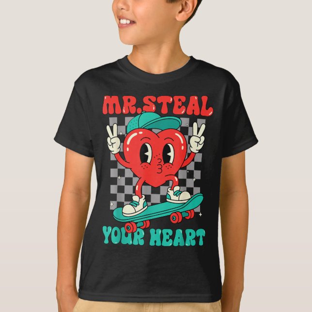 Camiseta Mr Steal Your Heart For Boys Toddlers Valentine's  (Frente)