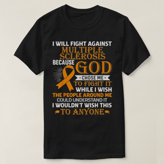 Camiseta MS Multiple Sclerosis Awareness Orange Ribbon Men  (Frente do Design)