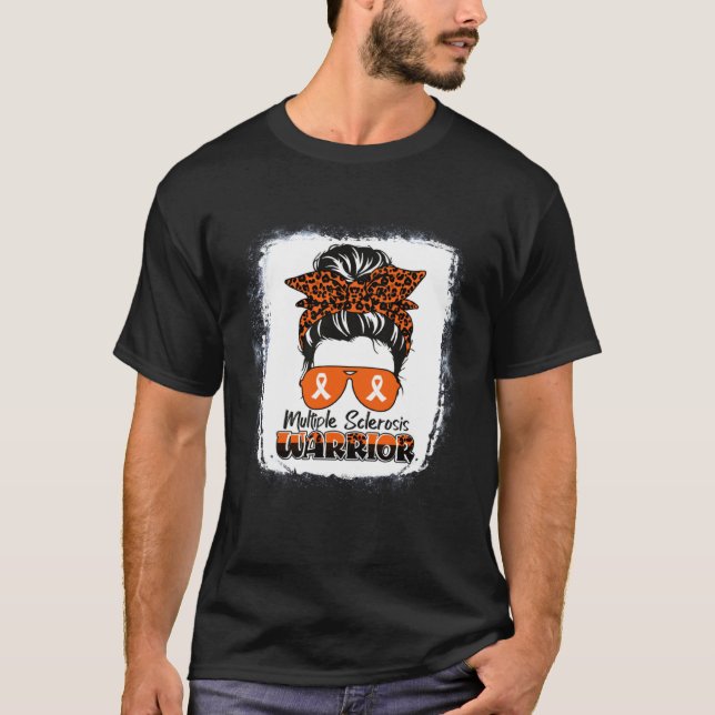 Camiseta Ms Warrior Multiple Sclerosis Awareness Messy Bun  (Frente)