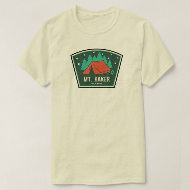 Camiseta Mt. Baker Wilderness Washington Acampamento (Frente do Design)