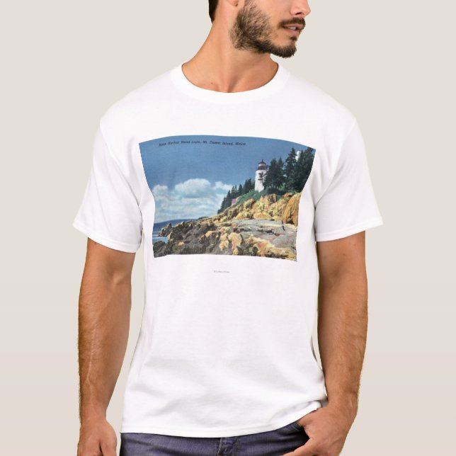 Camiseta Mt. Ilha de deserto, farol baixo da cabeça do (Frente)