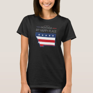 Camiseta MT Montana My Happy Place USA States Flag Map Pre