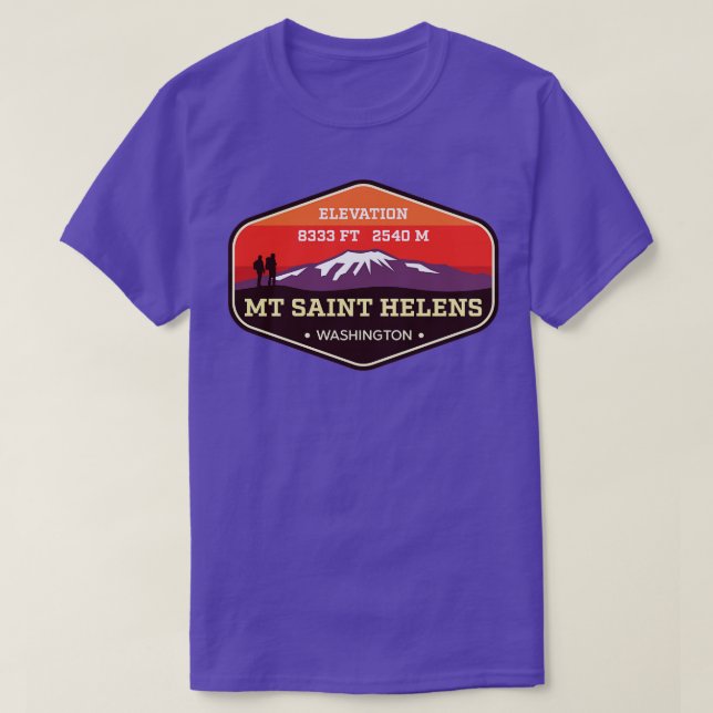 Camiseta Mt Rua Helens Washington Mountain Escalando Crachá (Frente do Design)