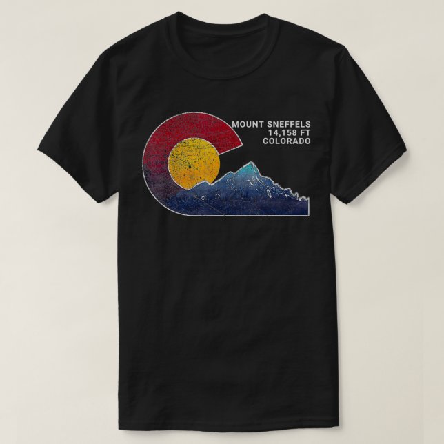 Camiseta Mt Sneffels Colorado Flag Inspirou (Frente do Design)