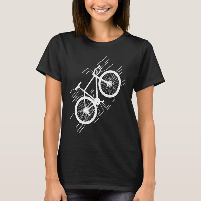 Camiseta MTB Anatomy Mountain Bike Parts Cycling Bicycle Th (Frente)