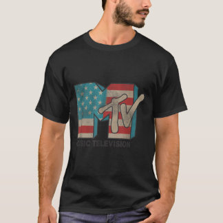 Camiseta MTV American Flag Logotipos T Shirts