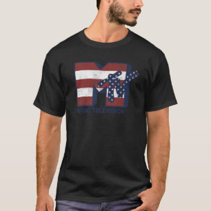 Camiseta MTV Red White Blue American Flag Stars Log