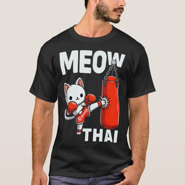 Camiseta Muay Thai Cat Boxando Artes Marciais Combatendo Es (Frente)
