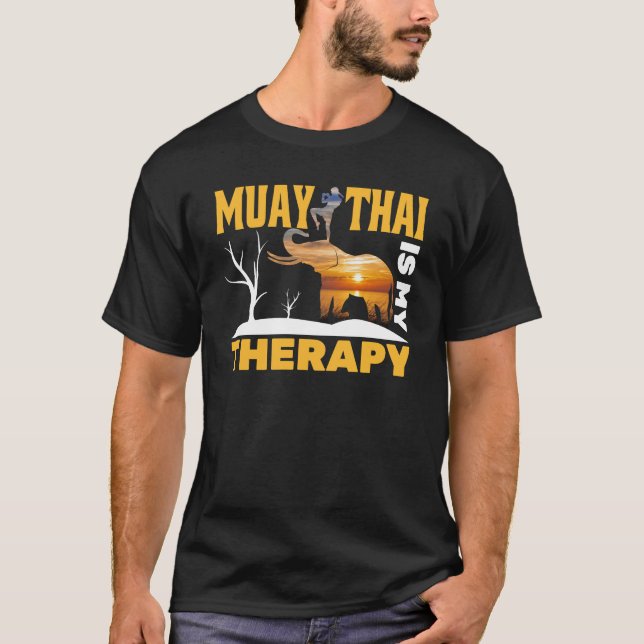 Camiseta Muay Thai É Minha Terapia, aspas de boxe (Frente)