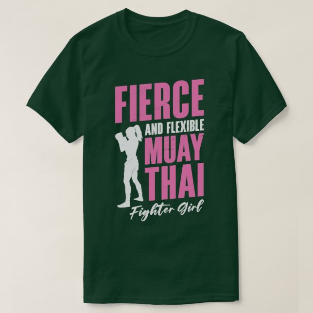 Camiseta Muay Thai Girl Kickboxtor Instrutor de Artes Marci (Frente do Design)