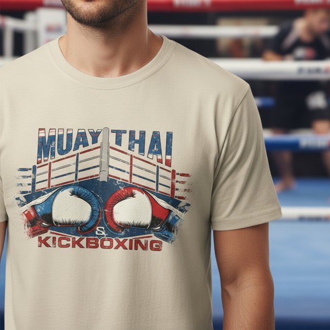 Camiseta Muay Thai & Kickboxing – Design de Luvas Grunge (Criador carregado)