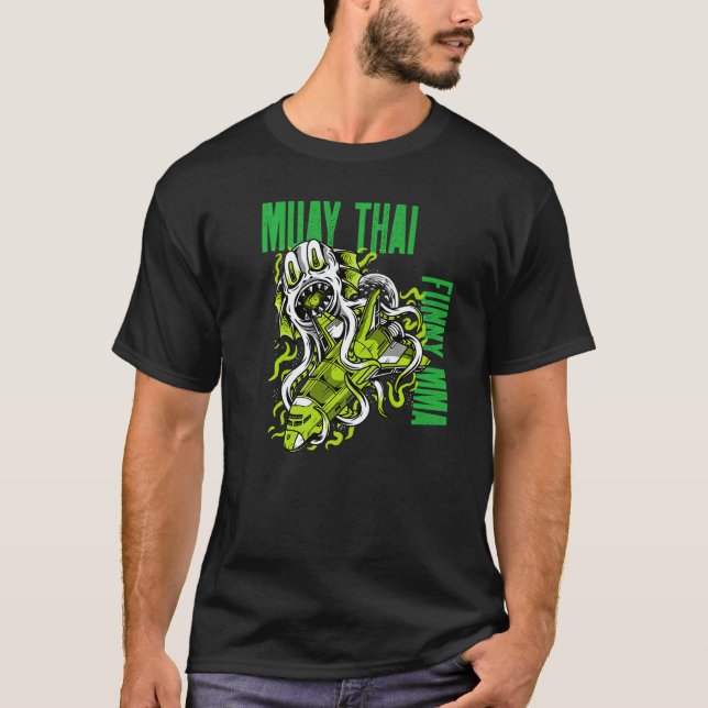 Camiseta Muay Thai Space Monster Rocket Ship Mma Fight Kick (Frente)