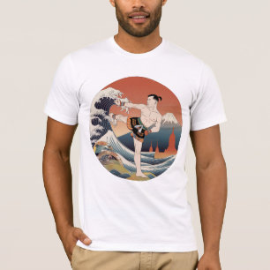 Camiseta Muay Thai Ukiyo-e Fighter   Arte japonesa