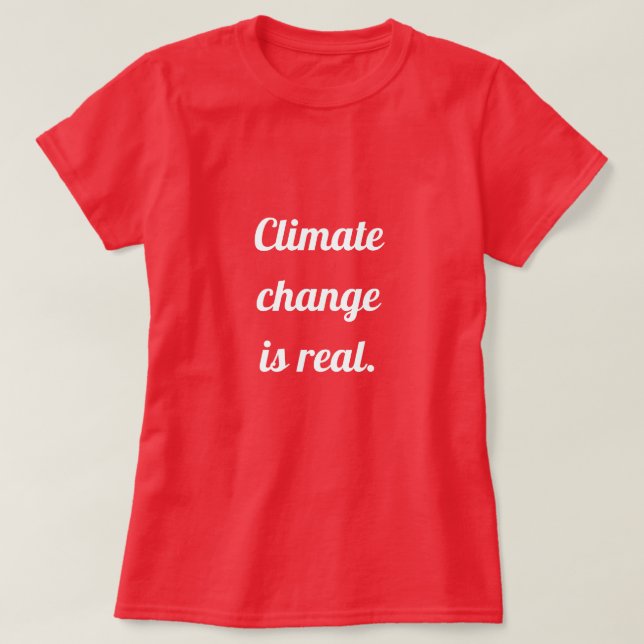 Camiseta Mudança Climática: Vermelho (Frente do Design)