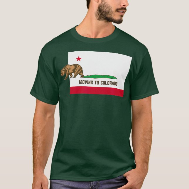 Camiseta Mudando Para Colorado Deixando A Califórnia Engraç (Frente)