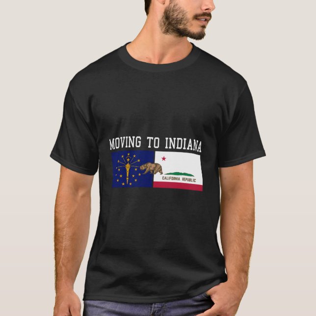 Camiseta Mudando Para Indiana Deixando Bandeira Estadual Da (Frente)