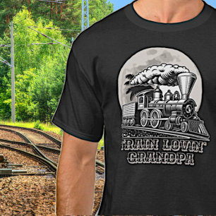 Camiseta Mudar Texto Vintage Steam Train Loving Avô