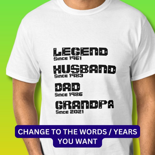 Camiseta Mude qualquer detalhe - Legenda Pai do marido Avô (Criador carregado)
