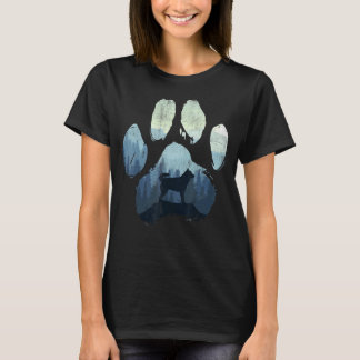 Camiseta Mudi Dog Paw Mãe Montanhas Pais