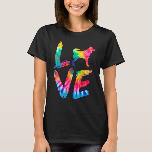 Camiseta Mudi Tie Dye Love Dog Mãe Pai (Frente)