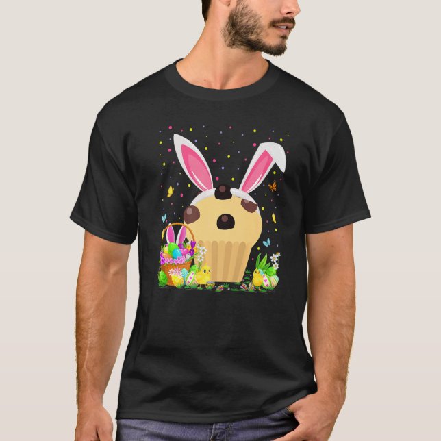 Camiseta Muffin Comida rápida Caça de Ovos Bunny Muffin Les (Frente)