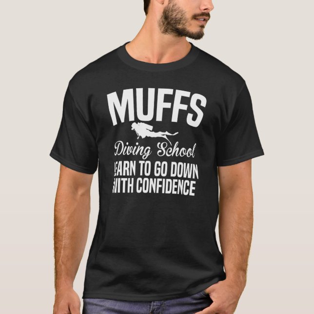 Camiseta Muffs mergulhando na escola - desça no mergulhador (Frente)
