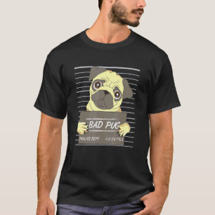 Camiseta Mugshot de Pug na Prisão Pug Mau Cachorro