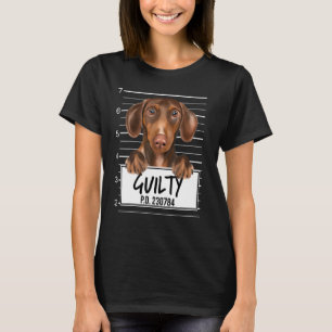 Camiseta Mugshot do Dachshund Marrom Cão Culpado