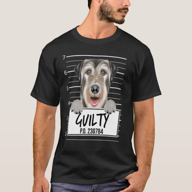 Camiseta Mugshot do Irish Wolfhound Cachorro Culpado (Frente)