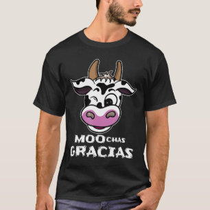 Camiseta Muitas Gracias Trocadilho Adulto Vaca Aprendendo E