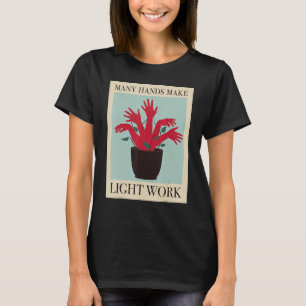Camiseta Muitas Mãos Fazem Luz Funcionar Bíblia Cristã Verd