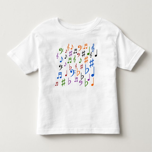 Camiseta Muitas notas e símbolos musicais (Frente)