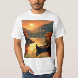 Camiseta Muito bonita pintura de pôr do sol impressão