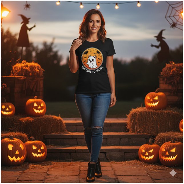 Camiseta Muito Bonito Para Falar - Adorável Ghost Cat Hallo (Criador carregado)