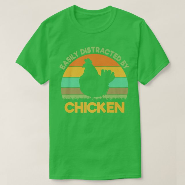 Camiseta Muito facilmente distraído com frango-fazendeiro (Frente do Design)