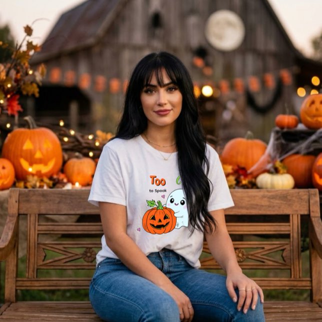 Camiseta Muito Fofo para Assustar – Fantasma de Halloween F (Criador carregado)