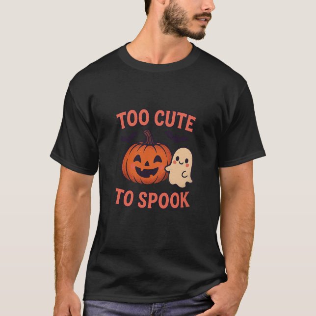Camiseta Muito Fofo Para Assustar – Fantasma e Abóbora de H (Frente)