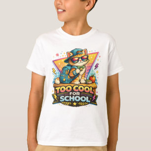 Camiseta Muito Legal Para a Escola Gato Retro