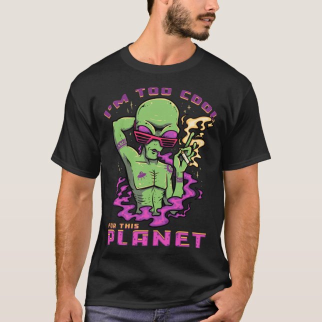 Camiseta Muito Legal para esta antiga Alienígena verde plan (Frente)