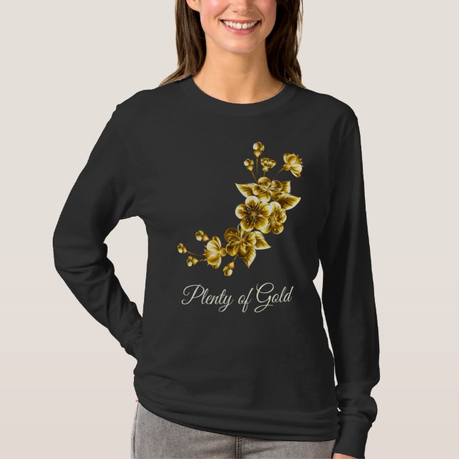 Camiseta Muito Ouro Floral Elegante (Frente)