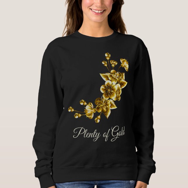 Camiseta Muito Ouro Floral Elegante (Frente)