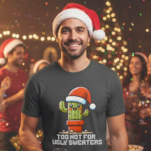Camiseta Muito Quente Para Suadores Feios De Natal Engraçad