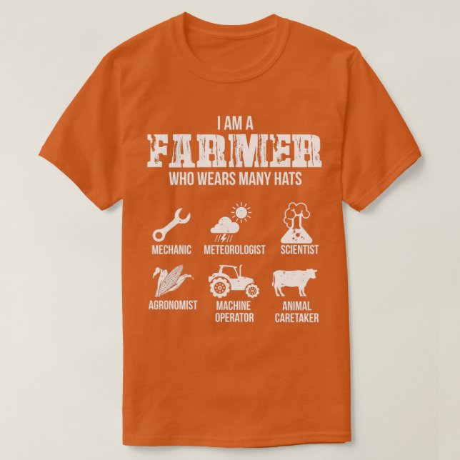 Camiseta Muitos chapéus do fazendeiro (Frente do Design)