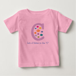 Camiseta Muitos peixes no "C"_peixes dourados multicolorido
